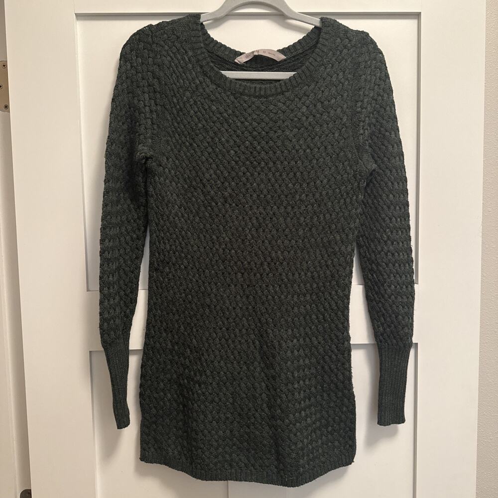 Athleta Basket Weave Knit Crewneck Sweater Evergreen Size XS